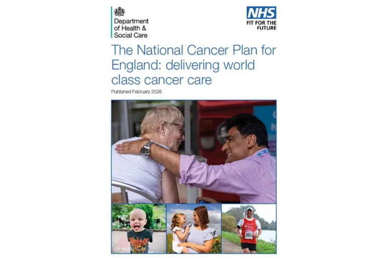 英国の国家がん対策計画「The National Cancer Plan for England」の表紙。