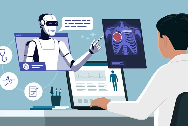 医療AIが診断情報を提示するイラスト