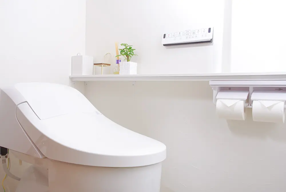 採尿に使用される清潔なトイレ空間の様子