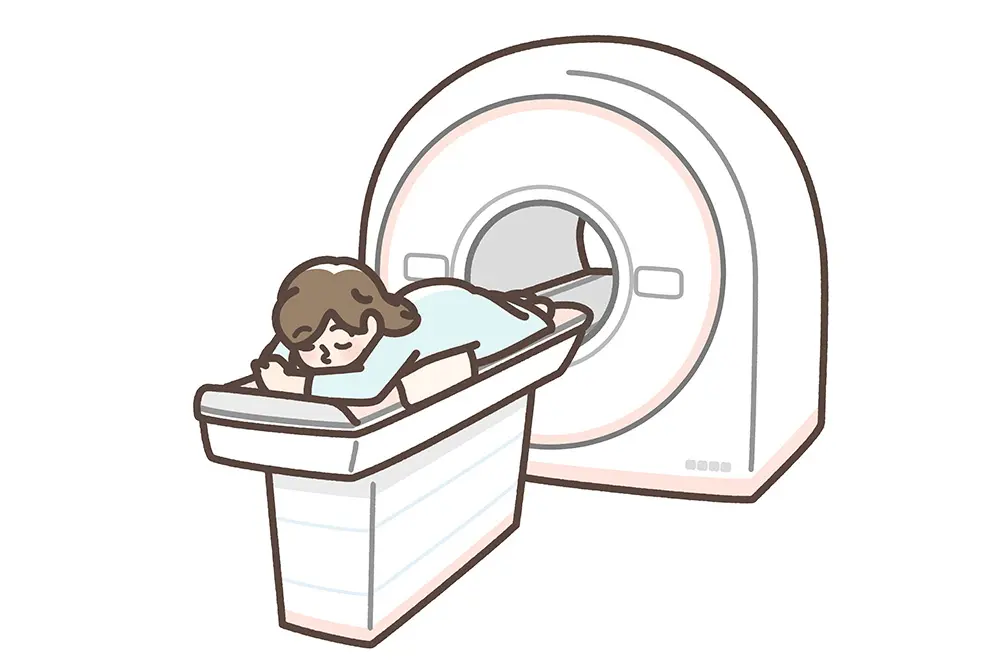 乳房MRI検査を受ける人物を描いた簡易イラスト