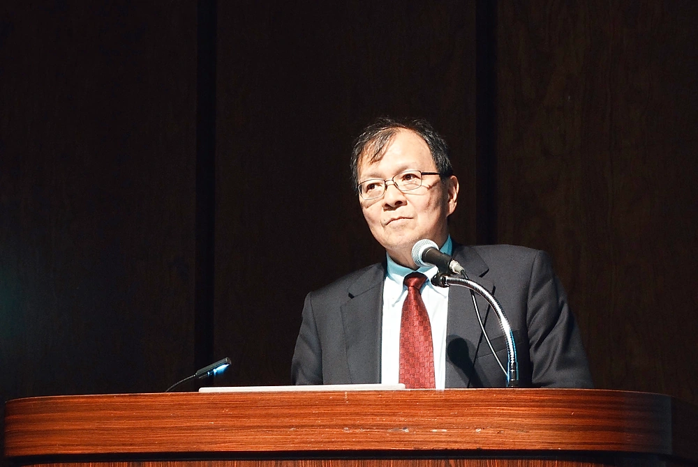 第64回日本癌治療学会学術集会で「攻めの予防医療」について講演する、日本医療研究開発機構（AMED）理事長の中釜斉氏。